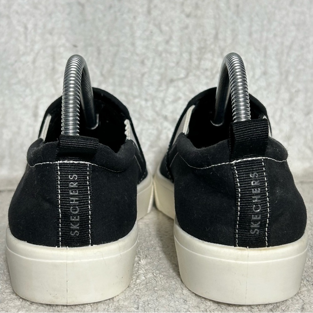 Skechers Womens Black Poppy 2.0 Canvas Casual Slip On Sneakers Shoes SZ 9.5 - Picture 4 of 11
